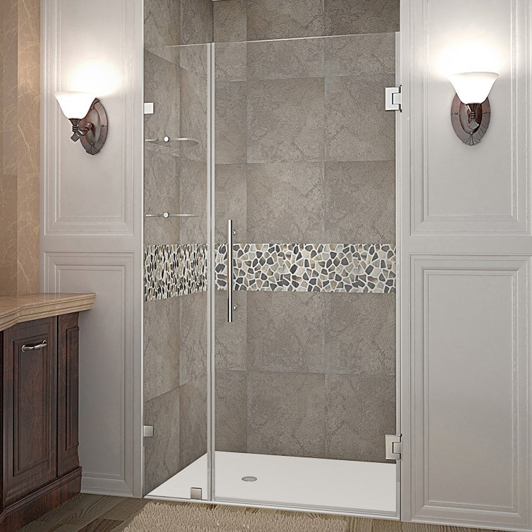 Nautis GS 63'' Clear Tempered Glass Frameless Hinged Shower Door