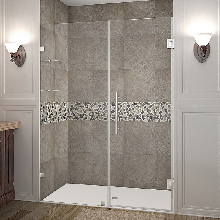 Nautis GS 63'' Clear Tempered Glass Frameless Hinged Shower Door