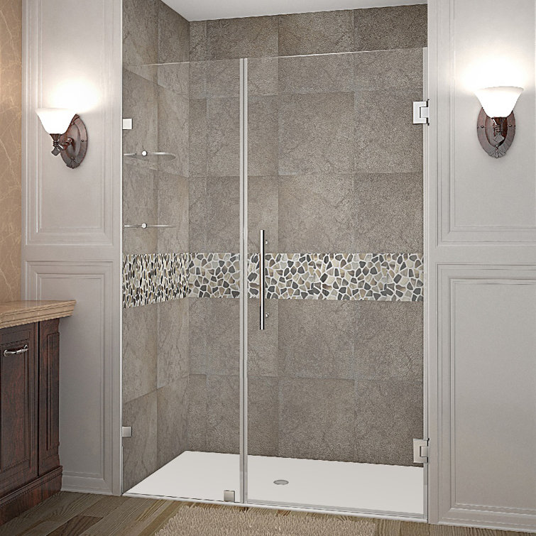 Nautis GS 48" x 72" Frameless Hinged Shower Door with Stainless Steel