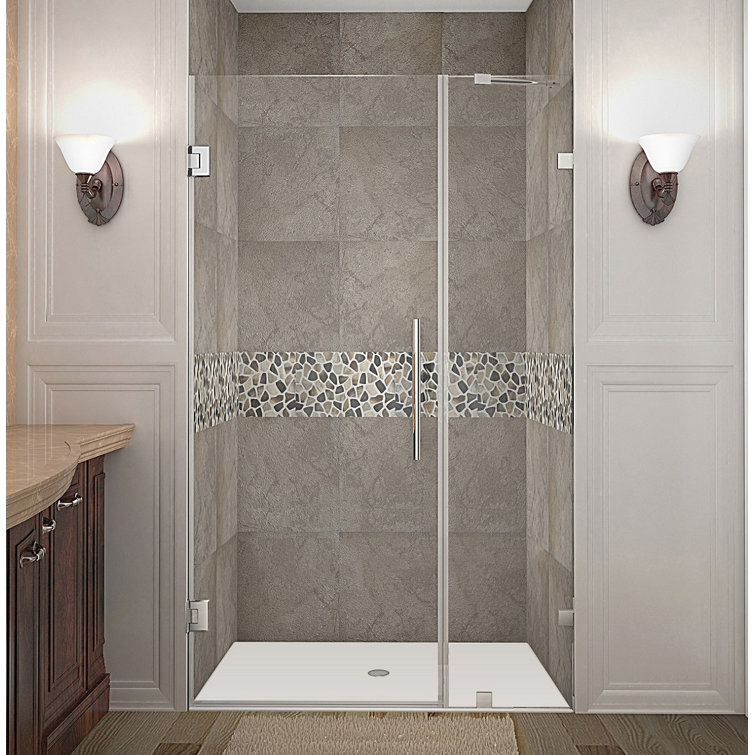 Nautis 72" Clear Glass Frameless Hinged Shower Door with Chrome Hardware