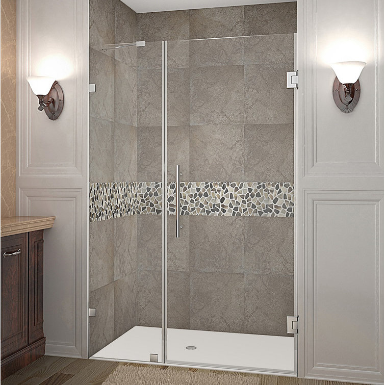 Nautis 42" x 72" Frameless Clear Glass Hinged Shower Door
