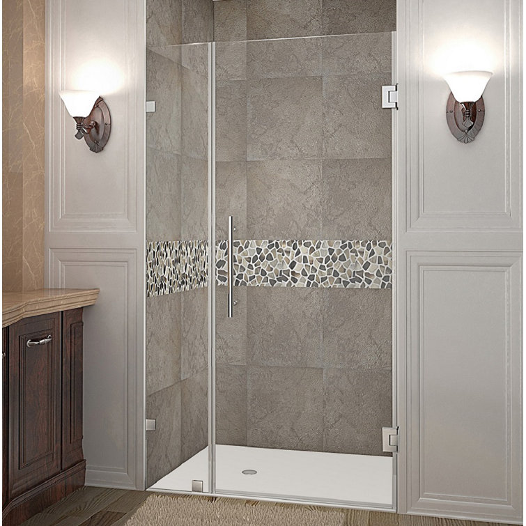 Nautis 33" x 72" Frameless Clear Glass Hinged Shower Door