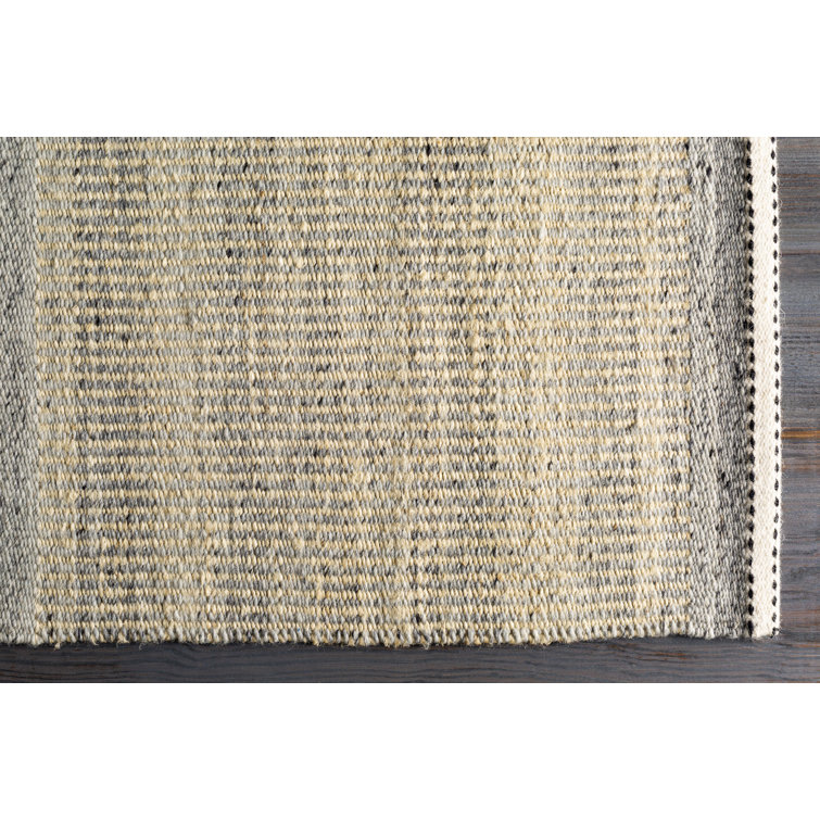 Gray and Beige Flat Woven Handmade Wool Rug