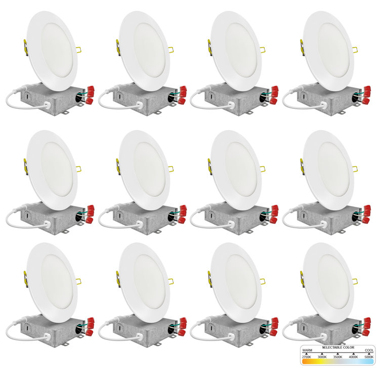 12-Pack Brushed Nickel Ultra-Thin LED Recessed Lighting Kit