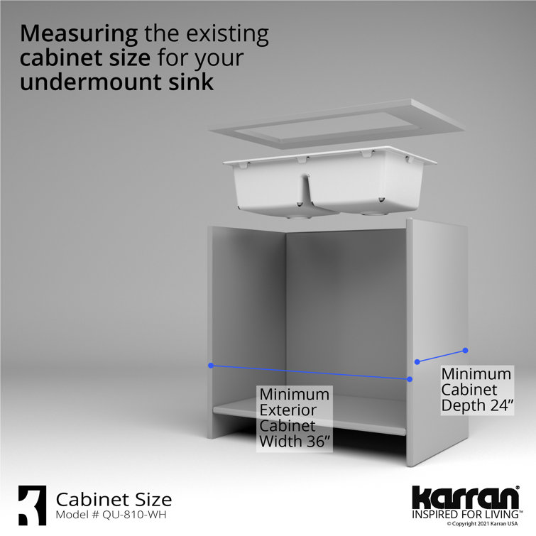 White Quartz Double Bowl Undermount Kitchen Sink, 32"