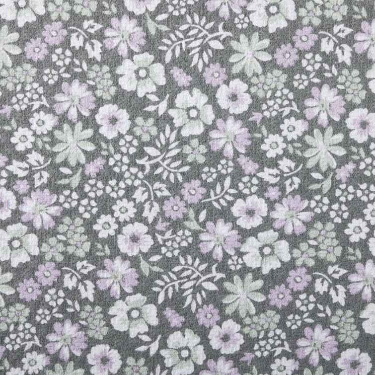 Gray and White Floral Cotton Kitchen Towel Set, 2-Pack