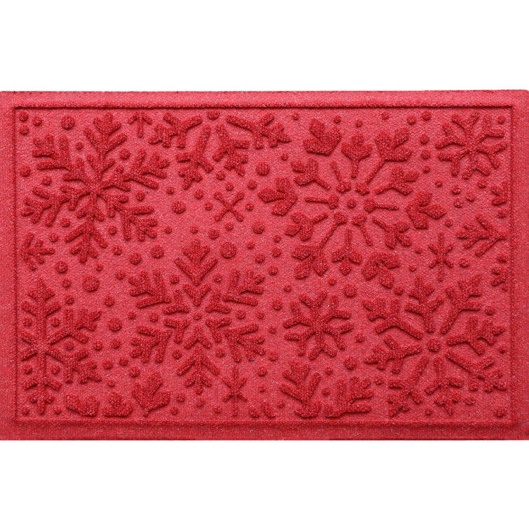 Solid Red Polyester Snowflake Indoor Outdoor Door Mat