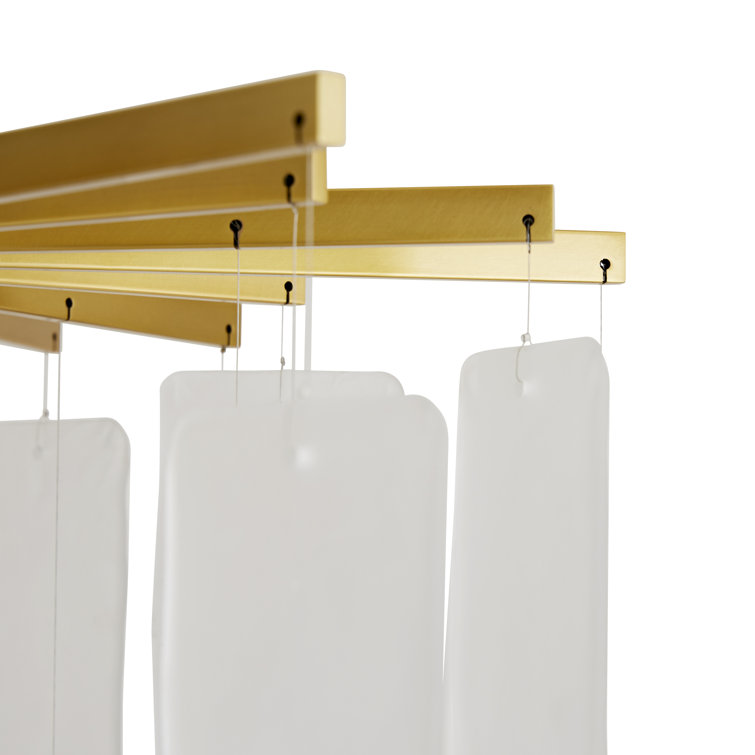 Antique Brass and Frosted Glass 8-Light Sputnik Chandelier
