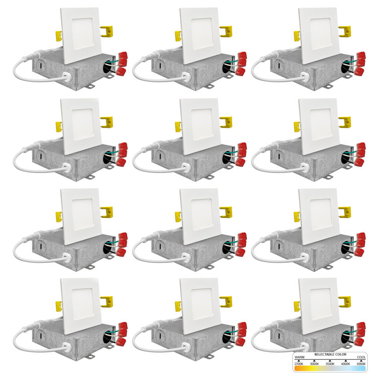 NuWatt 3" White Square Ultra-Thin LED Recessed Light Kit