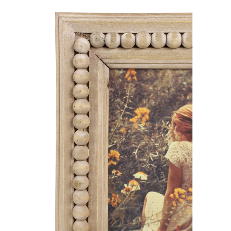 Light Brown Wood Beaded 6" x 8" Photo Frame