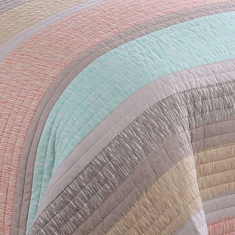Delray Multi-Color Striped Twin Microfiber Quilt Set