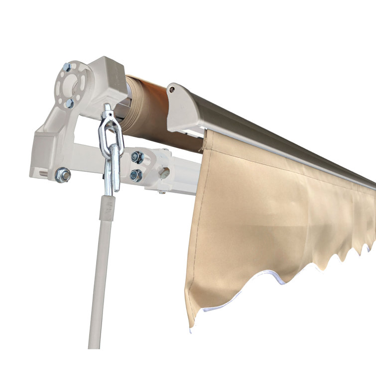 Ivory Retractable Patio Awning with White Frame
