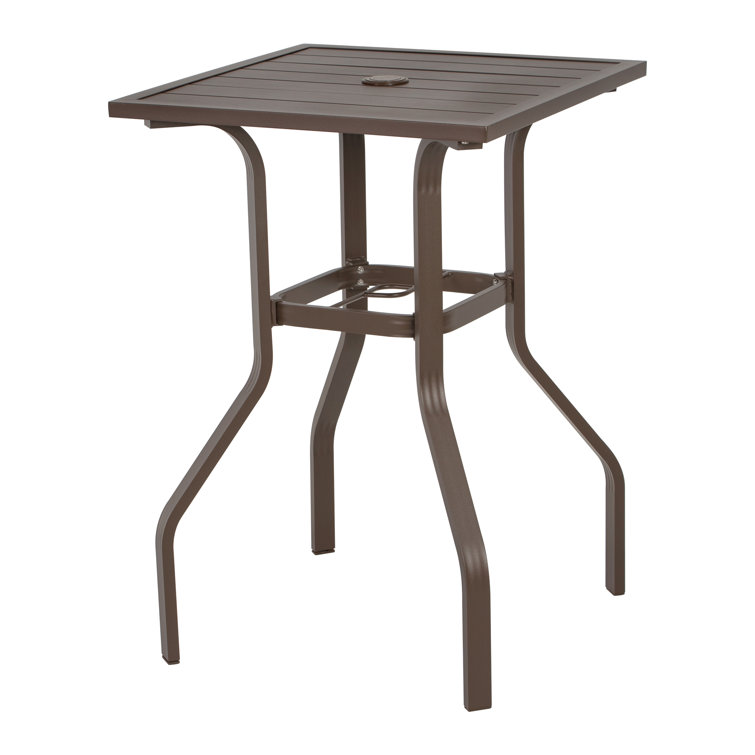 Brown Metal 3-Piece Square Outdoor Bar Height Dining Set