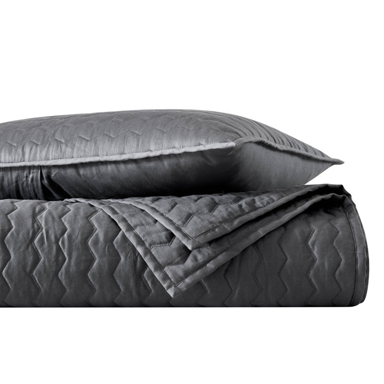 Soft Charcoal Reversible Cotton Queen Quilt Set