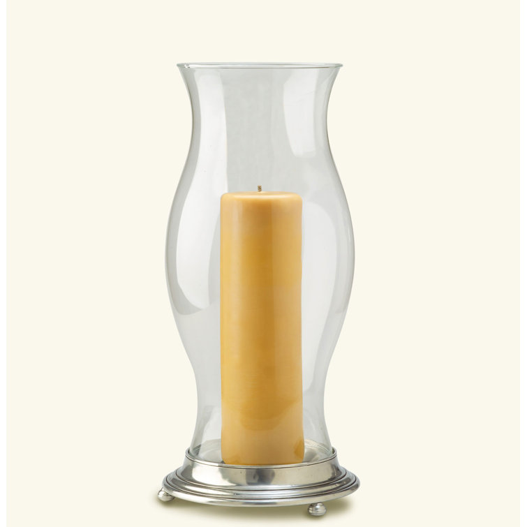 Convertible Glass and Pewter Hurricane Candle Holder