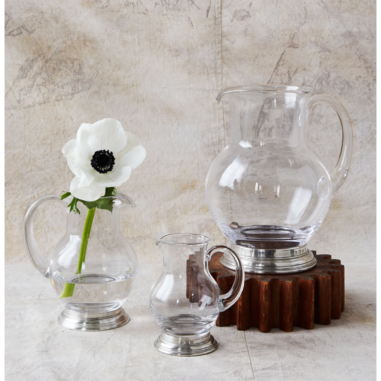 50 oz Clear Glass Pitcher with Pewter Base