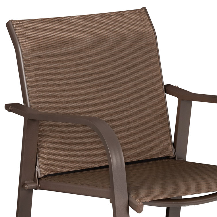 Brown Metal 3-Piece Square Outdoor Bar Height Dining Set