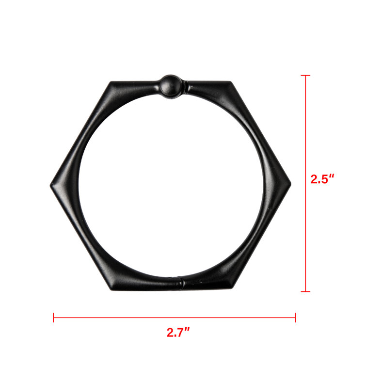 Matte Black Hexagonal Zinc Alloy Shower Curtain Hooks Set