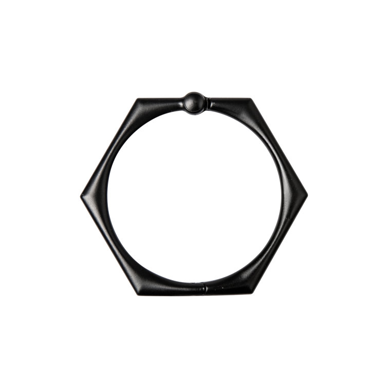 Matte Black Hexagonal Zinc Alloy Shower Curtain Hooks Set