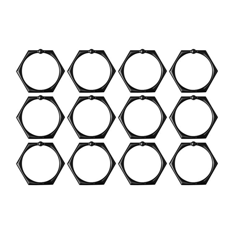 Matte Black Hexagonal Zinc Alloy Shower Curtain Hooks Set