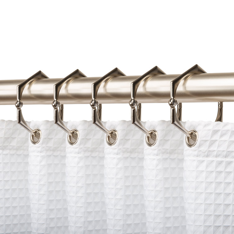 Brushed Nickel Hexagonal Shower Curtain Hooks Set of 12
