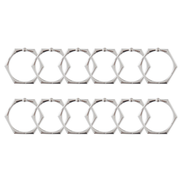 Chrome Rustproof Zinc Alloy Shower Curtain Hooks Set of 12
