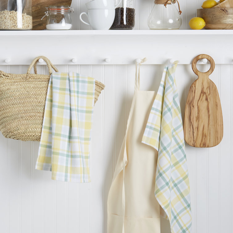 Yellow Plaid Cotton Kitchen Towel 2-Pack Set