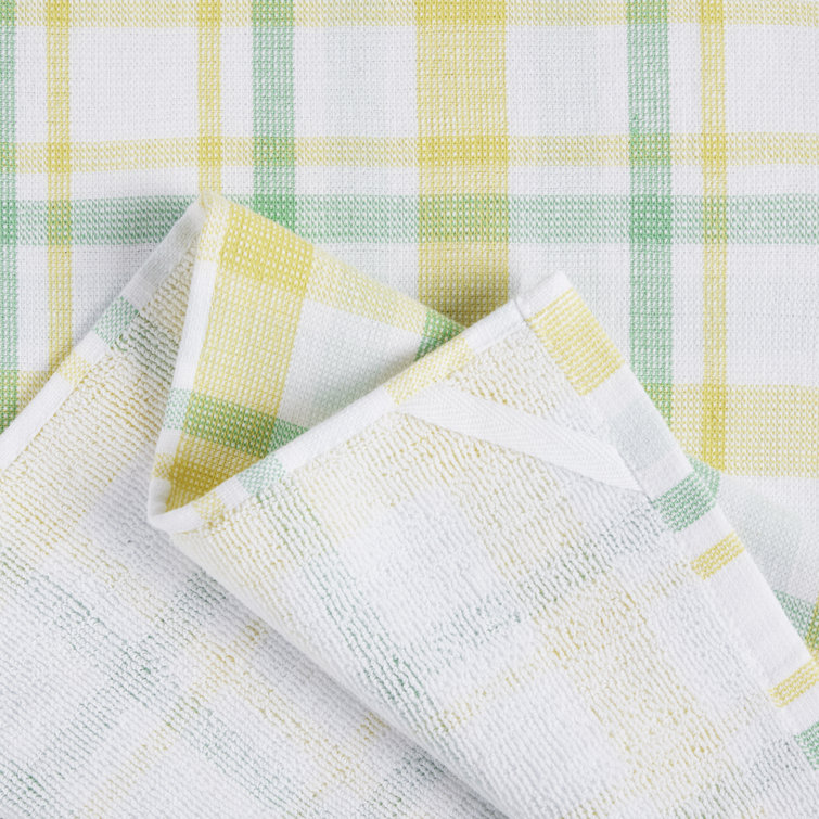 Yellow Plaid Cotton Kitchen Towel 2-Pack Set