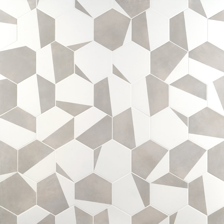GeoHex Burst 8" Hexagon Matte Porcelain Floor and Wall Tile