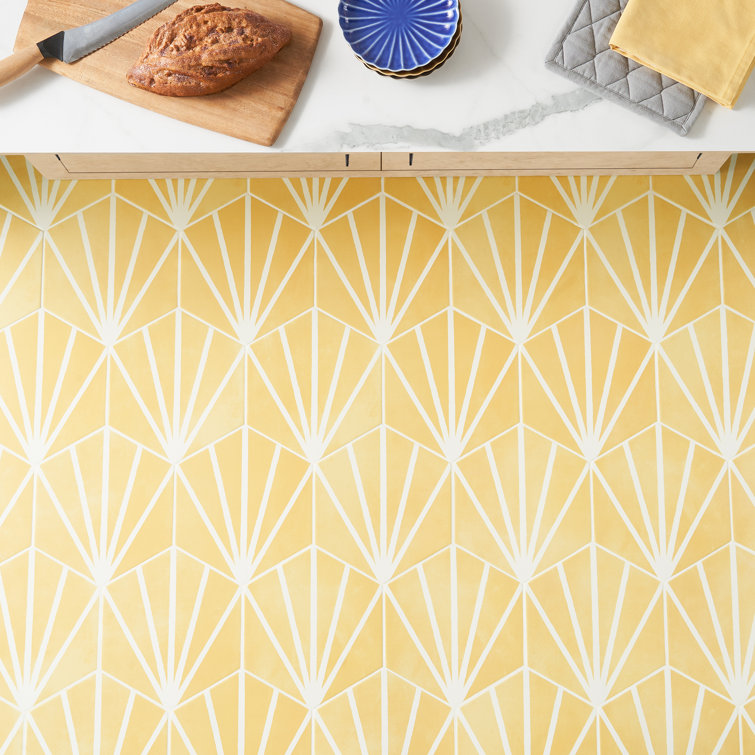 GeoHex Yellow Matte Porcelain Hexagon Floor and Wall Tile