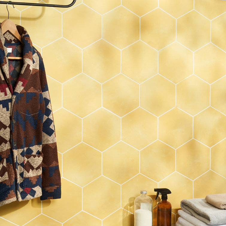 Eclipse Yellow 8" Hexagon Matte Porcelain Floor and Wall Tile