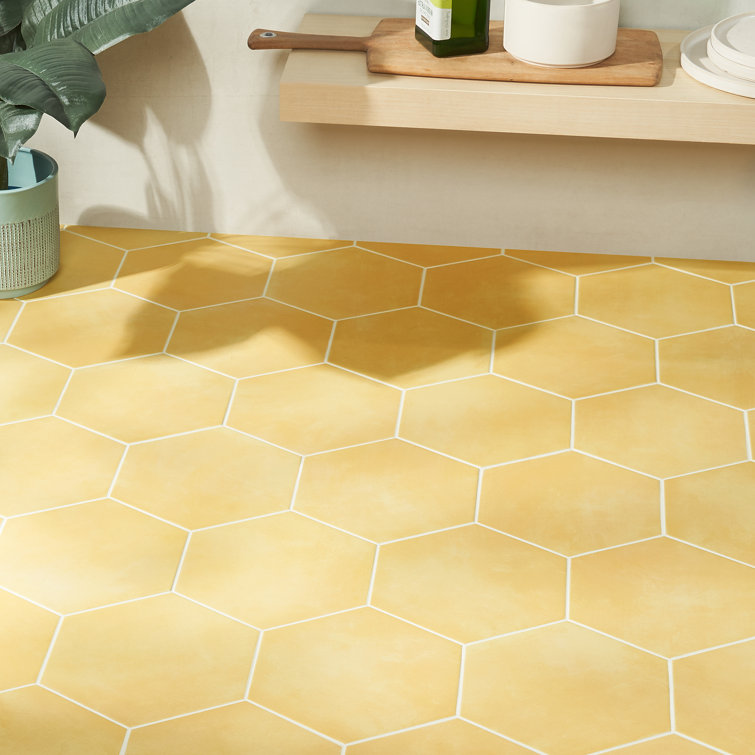 Eclipse Yellow 8" Hexagon Matte Porcelain Floor and Wall Tile