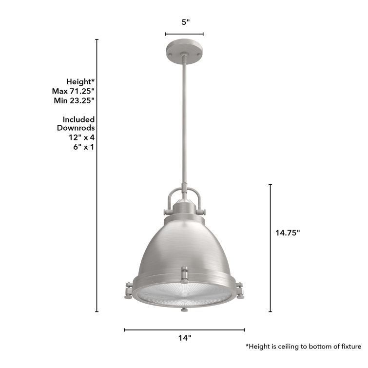 14" Brushed Nickel and Clear Glass LED Bowl Pendant