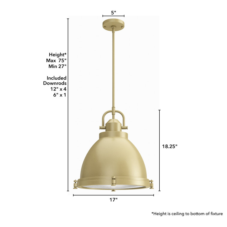 Bridgemoor Modern Brass 17" Glass Dome Pendant Light