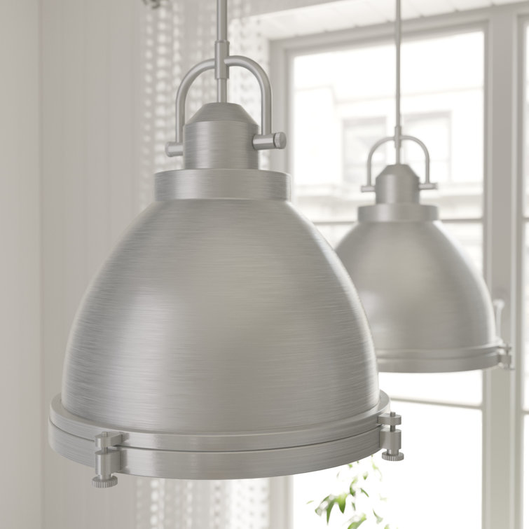 14" Brushed Nickel and Clear Glass LED Bowl Pendant
