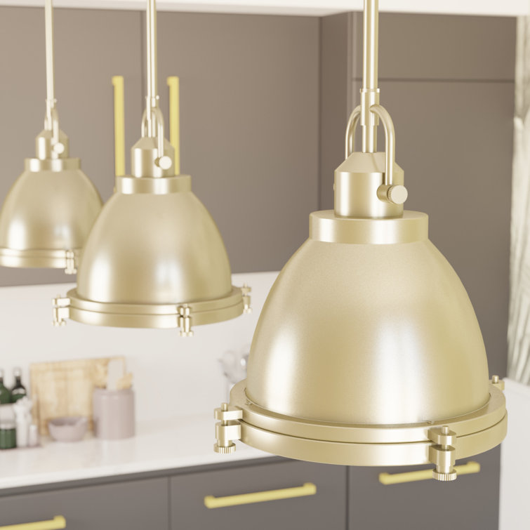 Modern Brass and Clear Glass Dome Pendant Light