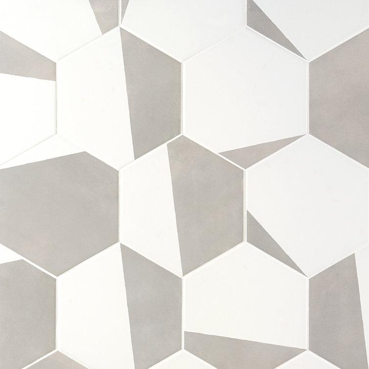 GeoHex Burst 8" Hexagon Matte Porcelain Floor and Wall Tile