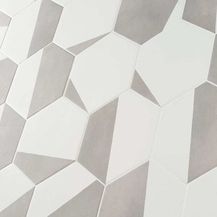 GeoHex Burst 8" Hexagon Matte Porcelain Floor and Wall Tile