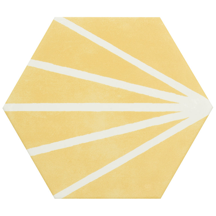GeoHex Yellow Matte Porcelain Hexagon Floor and Wall Tile
