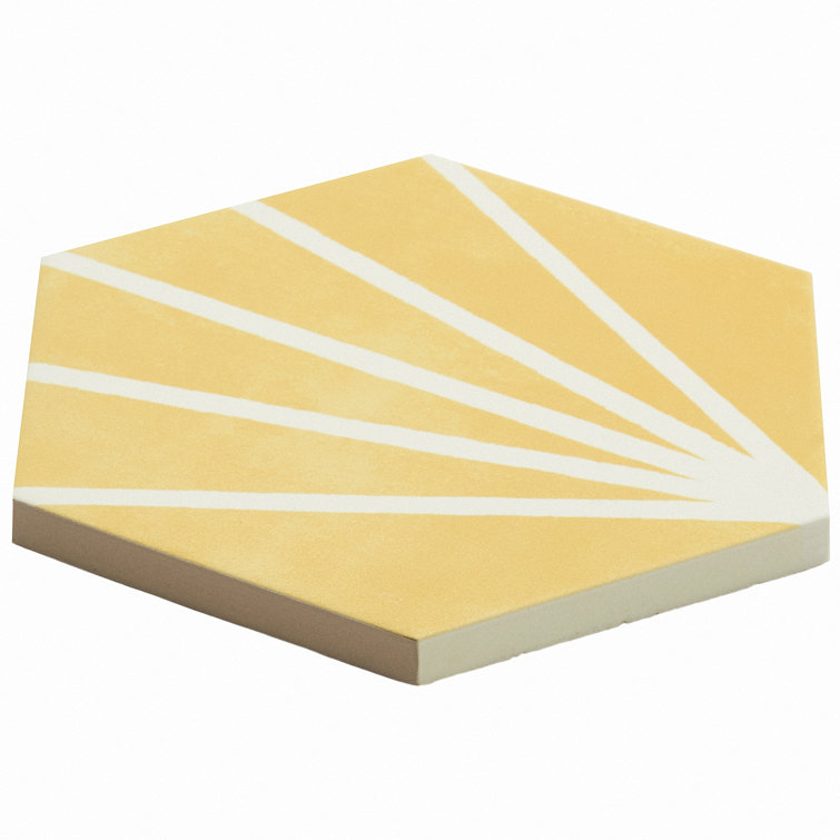 GeoHex Yellow Matte Porcelain Hexagon Floor and Wall Tile