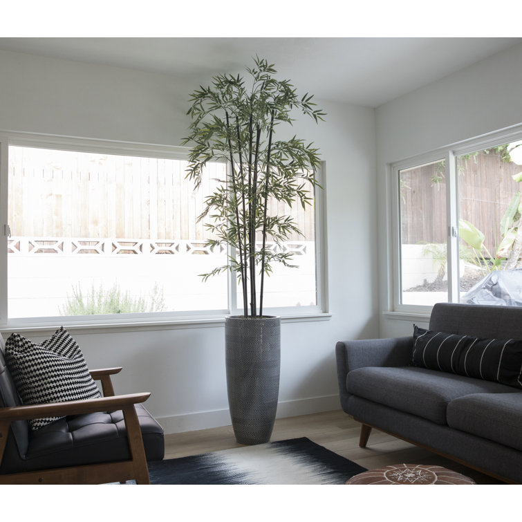 81.5" Green Faux Bamboo Tree in Dark Brown Planter