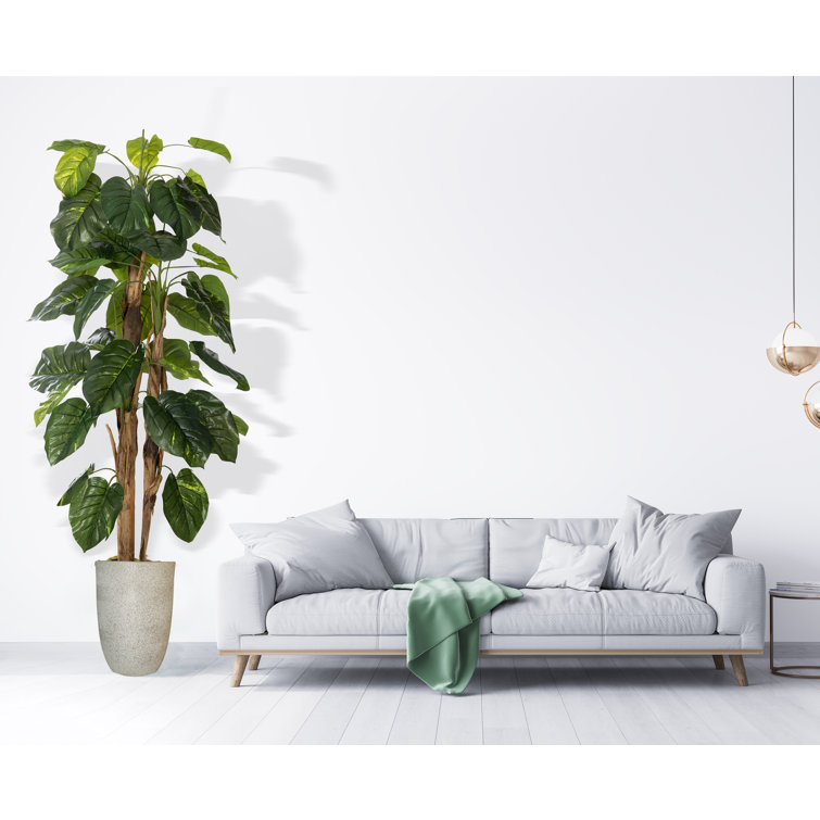 80'' Green Faux Palm Tree in Tall Planter