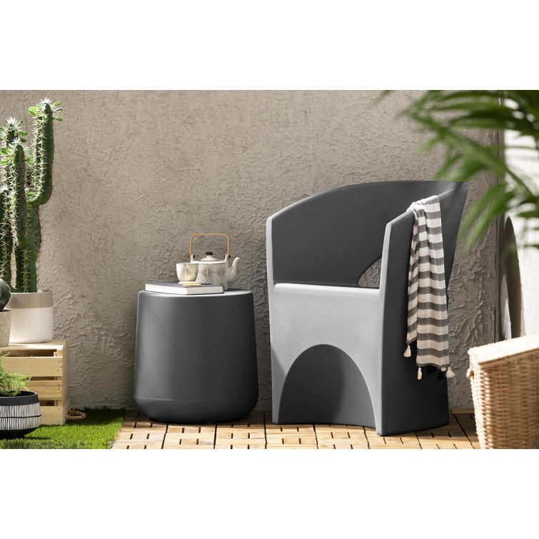 Dalya Dark Gray Round Plastic Outdoor Side Table