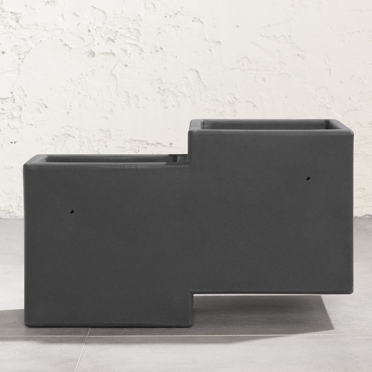 Dark Gray Polyethylene Resin Wall Planter Set for Indoor/Outdoor Use