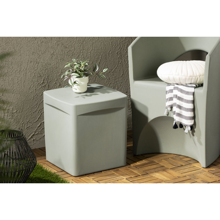Sage Green Polyethylene Resin Outdoor Side Table