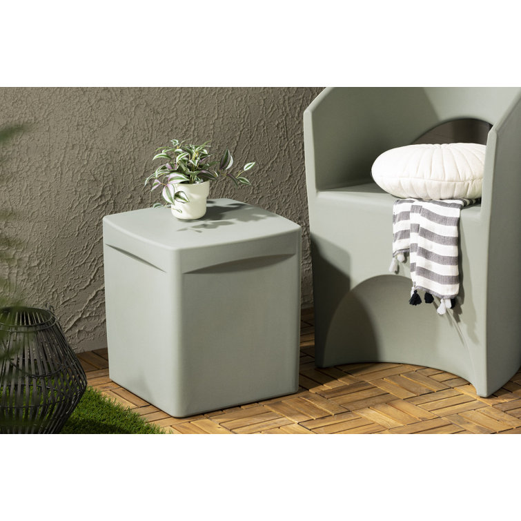 Sage Green Polyethylene Resin Outdoor Side Table