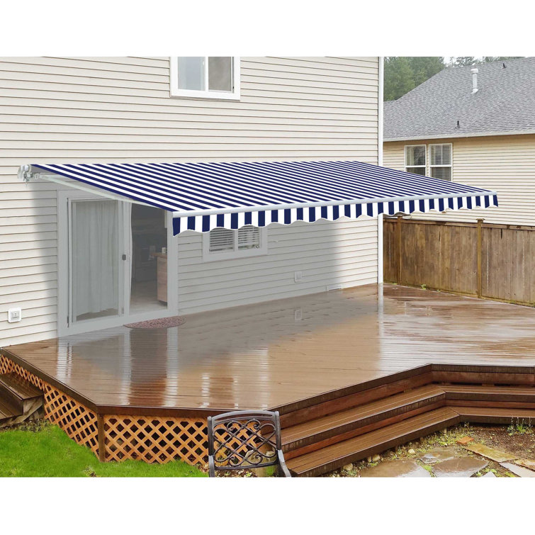 ALEKO 16' x 10' Black Motorized Retractable Patio Awning with White Frame