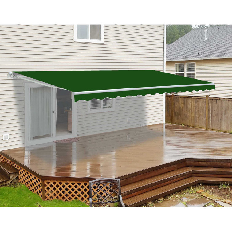 Forest Green Motorized Retractable Patio Awning 16 x 10 Feet