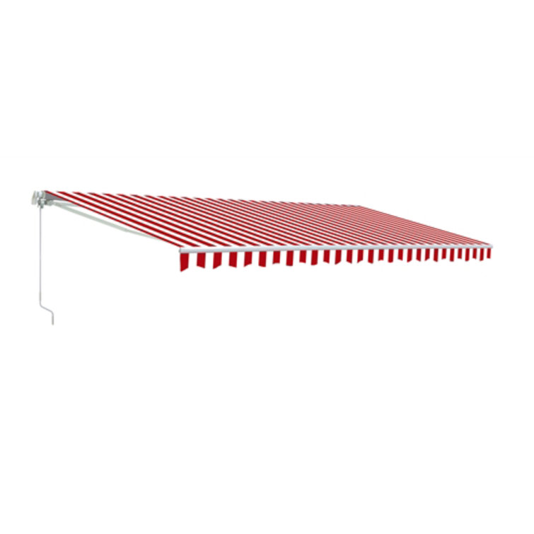 ALEKO Motorized Retractable Red and White Striped Patio Awning