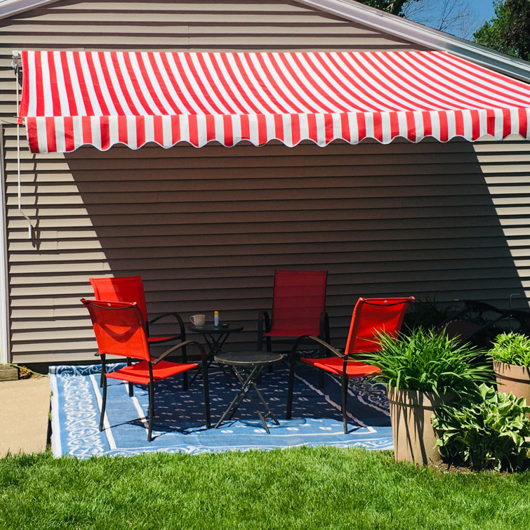 Silver Gray 13 x 10 ft Retractable Patio Awning with White Aluminum Frame
